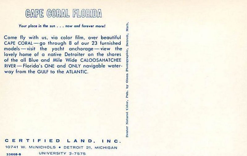 Certified Land Inc. - Vintage Postcard Back